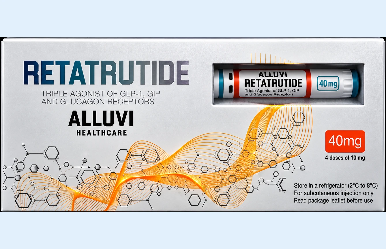 ALLUVI HEALTHCARE Retatrutide 40 mg pen and retail box