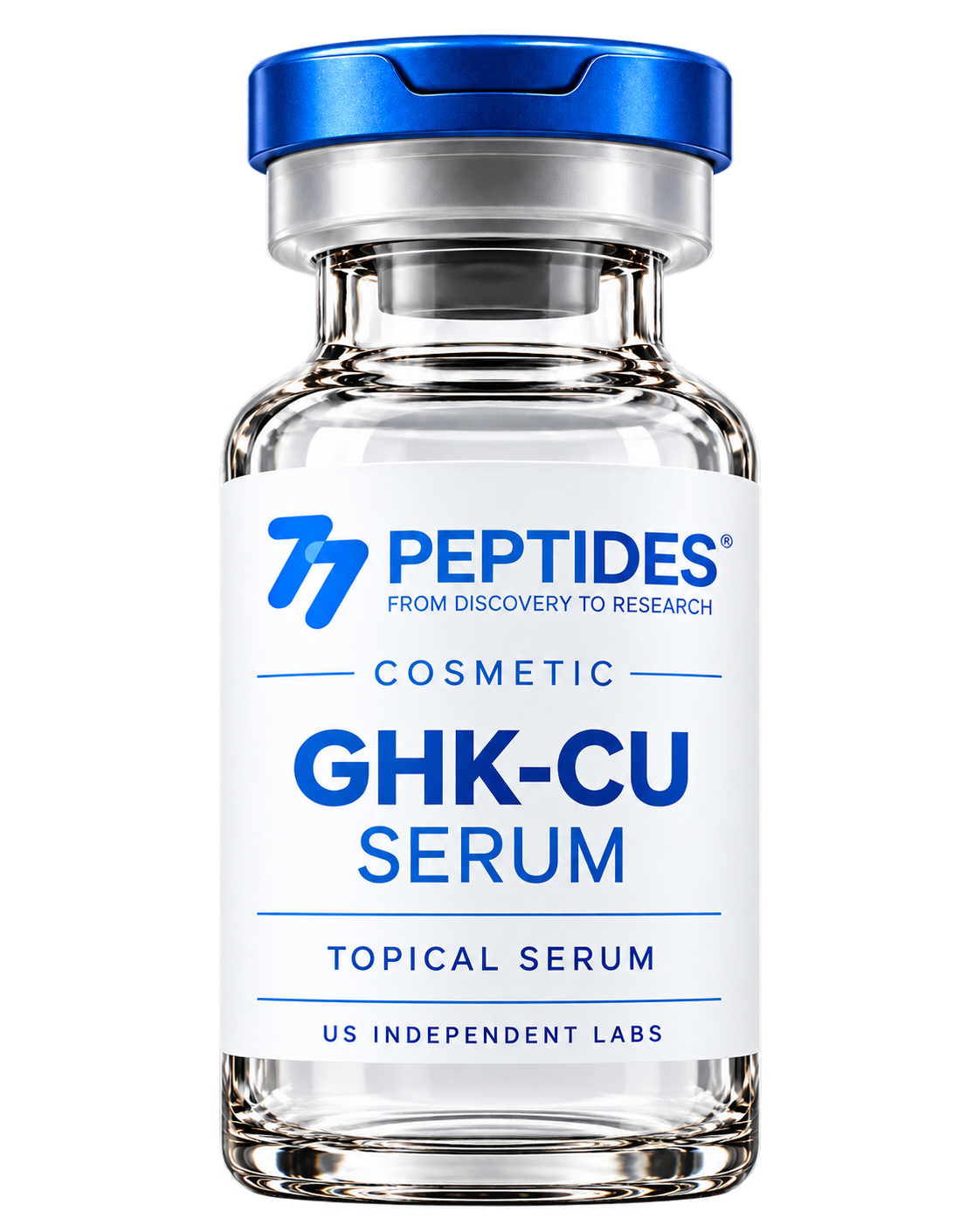 77 Peptides GHK-Cu copper peptide cosmetic topical serum bottle