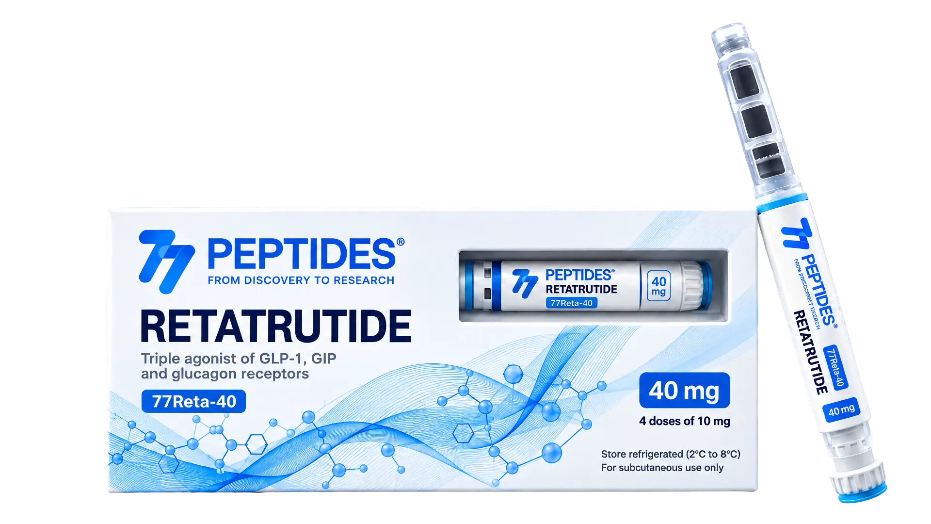 77 Peptides Retatrutide 40mg research pen (77Reta-40)